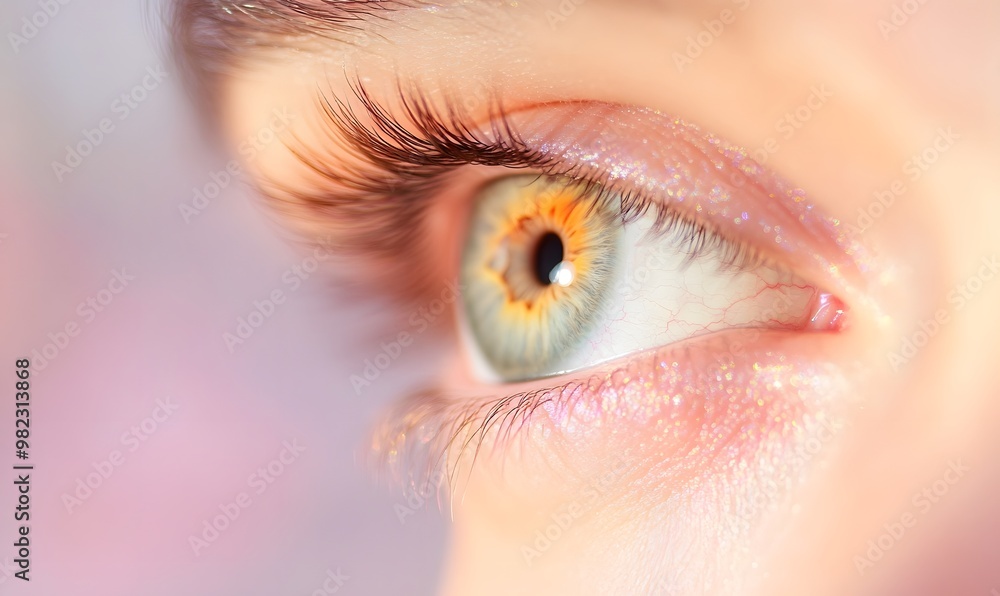 Fototapeta premium Close-up of beautiful, ethereal eyes glowing with an inner light, Generative AI