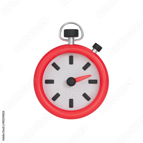 Analog stopwatch icon rendering. Vector 3d illustration on isolated white background