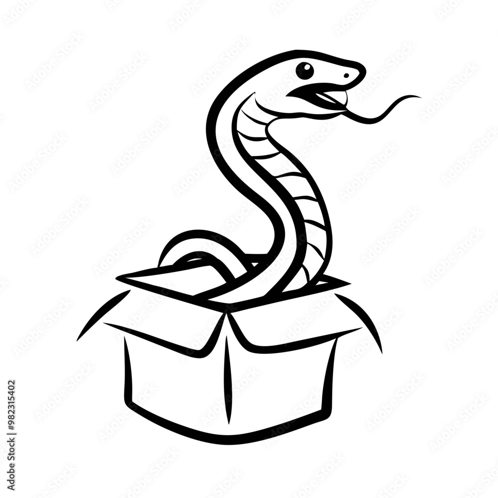 Fototapeta premium Playful Snake Emerging from Box