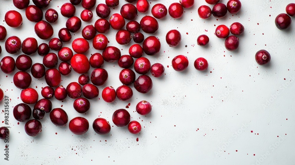 Fresh Red Cranberries on a Light Background Fresh Red Cranberries on a Light Background