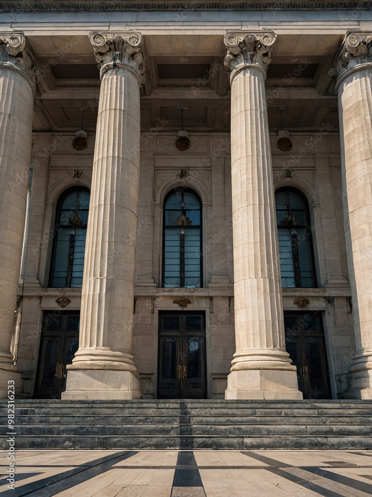 a grand neoclassical government building with imposing marble columns, a triangular pediment, and wide stone steps leading to its entrance a grand neoclassical government building with imposing marble columns, a triangular pediment, and wide stone steps leading to its entrance