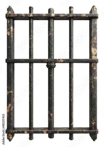 PNG Old metal barred window with weathered surfaces photo