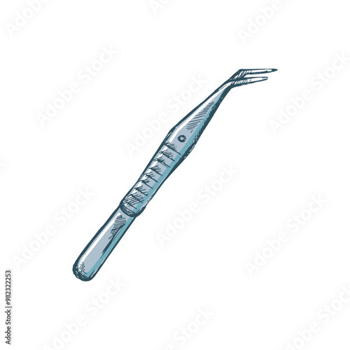 Hand drawn stomatology attribute. Professional dental tool vintage vector illustration  isolated on white background. Equipment for orthodontists.