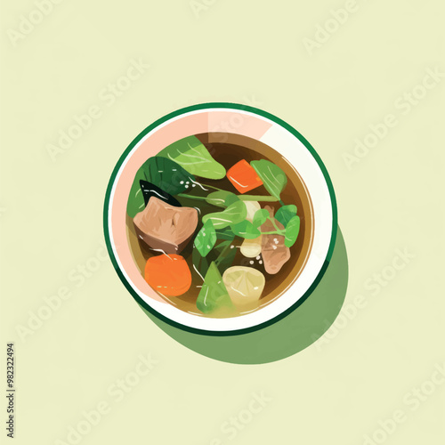 Hearty vegetable beef soup bowl