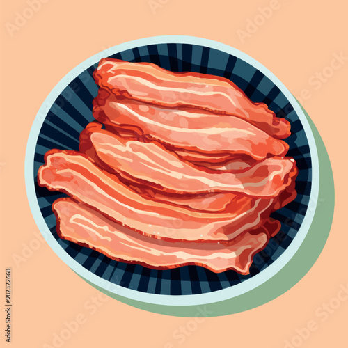 Delicious crispy bacon strips illustration