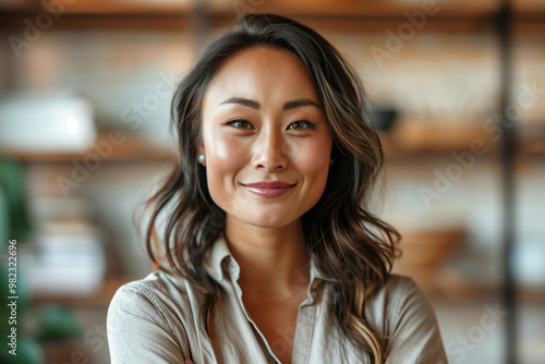 Confident woman smiling with arms crossed in a modern indoor setting for a professional portrait concept featuring natural expression and business casual style with focus on beauty and self-assurance Free Download Confident woman smiling with arms crossed in a modern indoor setting for a professional portrait concept featuring natural expression and business casual style with focus on beauty and self-assurance - GFXLoad