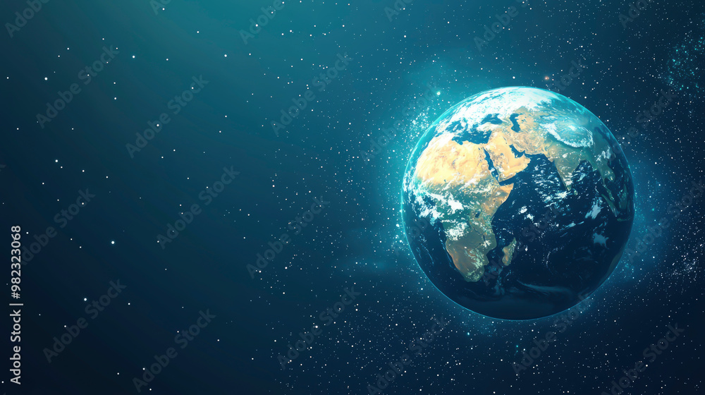 A stunning view of Earth from space showcasing continents and oceans against a starry backdrop in a serene cosmic setting A stunning view of Earth from space showcasing continents and oceans against a starry backdrop in a serene cosmic setting