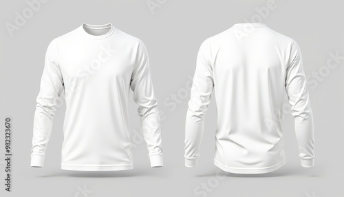 Mockup Plain White Long-Sleeve Shirt Front and Back