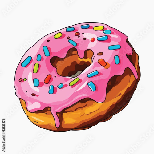 Colorful donut with pink frosting