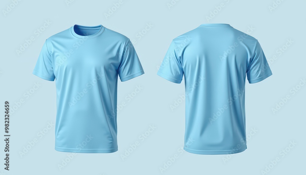 Mockup Plain Soft Blue T-Shirt Front and Back Mockup Plain Soft Blue T-Shirt Front and Back
