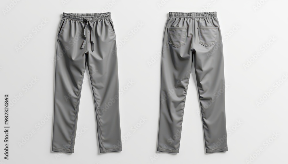 Mockup Plain Gray Trousers Front and Back Mockup Plain Gray Trousers Front and Back