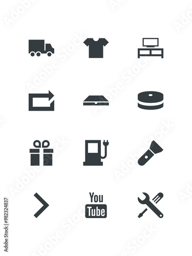  Refresh, Salver, Scales, Sight, Sunny, Taxi, set of icons for web design, vector illustration