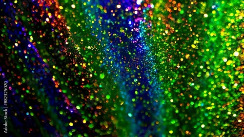 Vibrant multicolored bokeh effect with a shimmering array of rainbow colors, creating a festive and sparkling abstract background