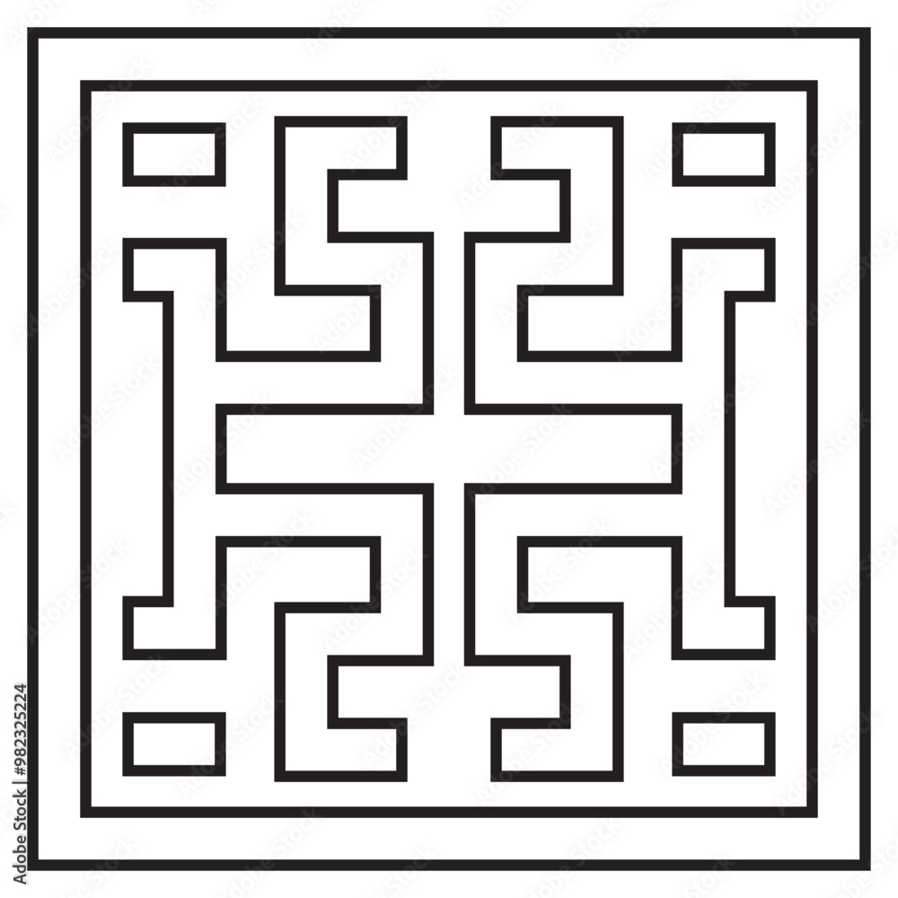 Chinese Pattern Line Art Design. Flat Vector Illustration Isolated on White Background Chinese Pattern Line Art Design. Flat Vector Illustration Isolated on White Background