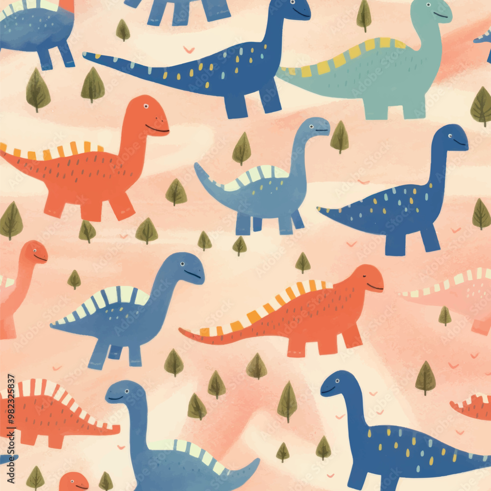 Colorful cartoon dinosaurs pattern Colorful cartoon dinosaurs pattern