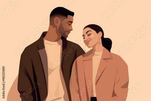 Stylish couple in love illustration