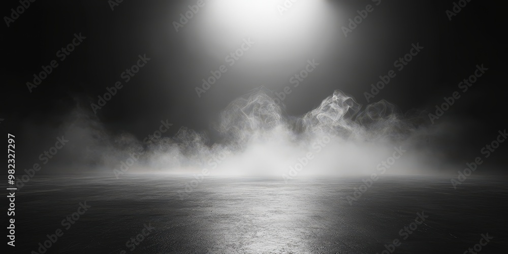 Dramatic Fog and Light Over Dark Surface Dramatic Fog and Light Over Dark Surface