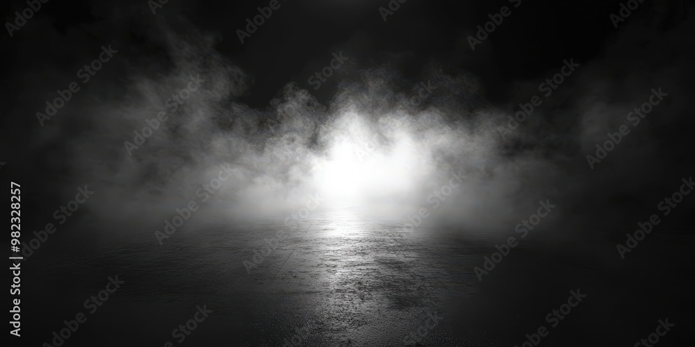 Ethereal Mist in Dark Space with Glowing Light Ethereal Mist in Dark Space with Glowing Light
