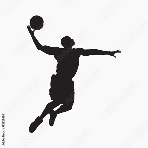 Basketball player silhouette dunking