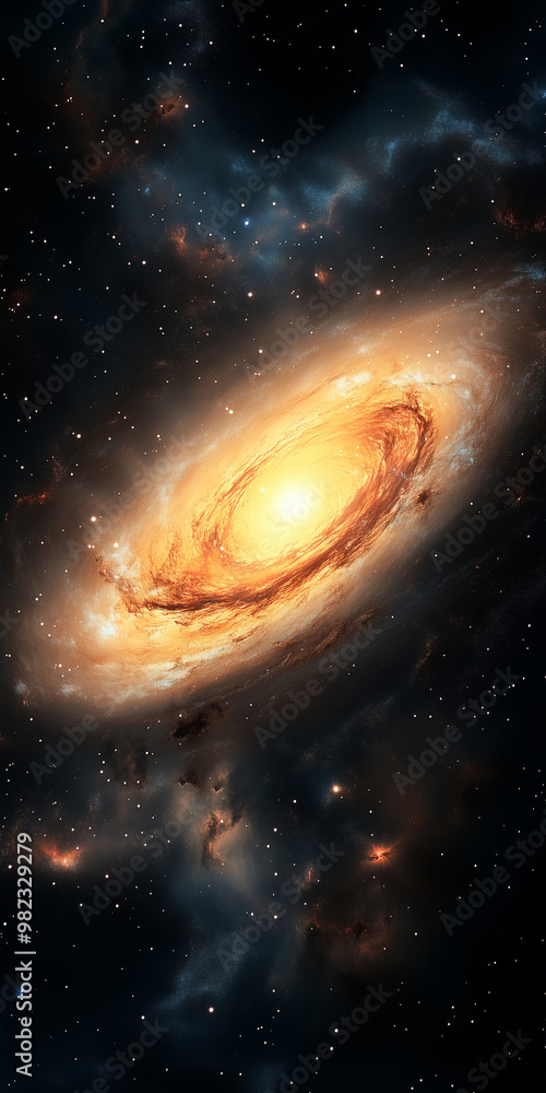 illustration of galaxy with a soft, glowing nebula at its heart illustration of galaxy with a soft, glowing nebula at its heart