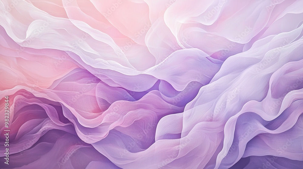 Obraz premium Abstract background with soft, flowing purple and pink lines, resembling waves or smoke.