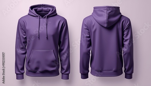 Mockup Plain Deep Purple Hoodie Front and Back