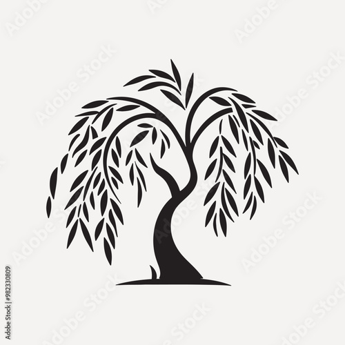Elegant willow tree silhouette design