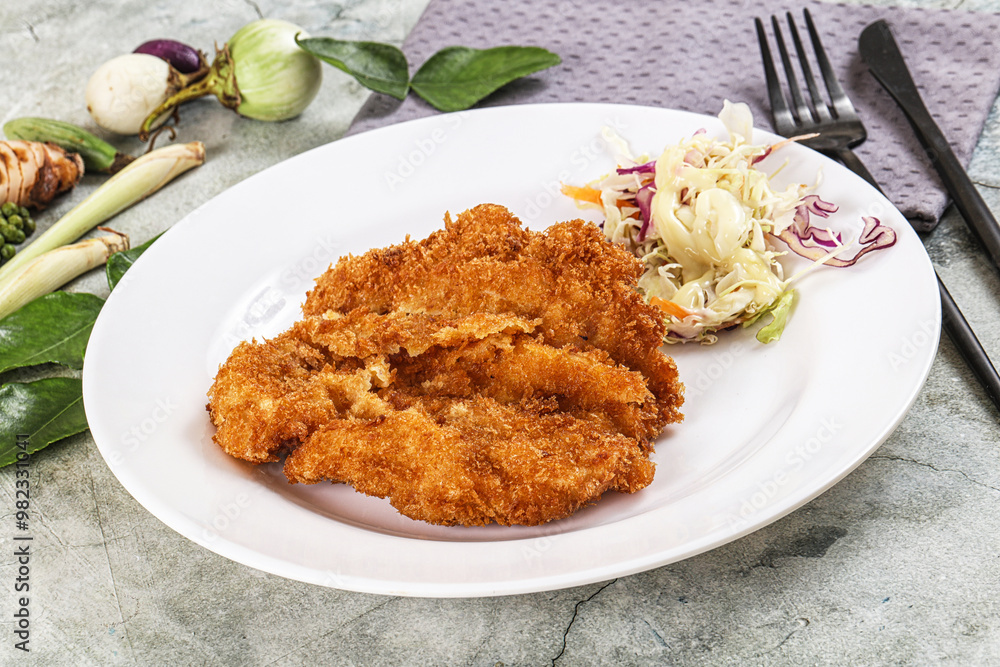 Tonkatsu fried cutlet with cabbage Tonkatsu fried cutlet with cabbage