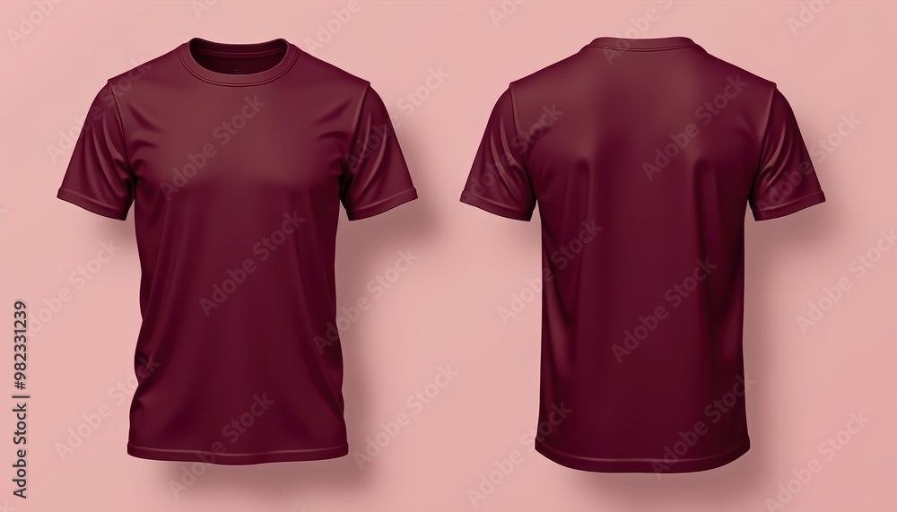 Mockup Plain Burgundy T-Shirt Front and Back Mockup Plain Burgundy T-Shirt Front and Back