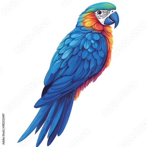 Colorful parrot isolated on white background. Vector illustration for your design