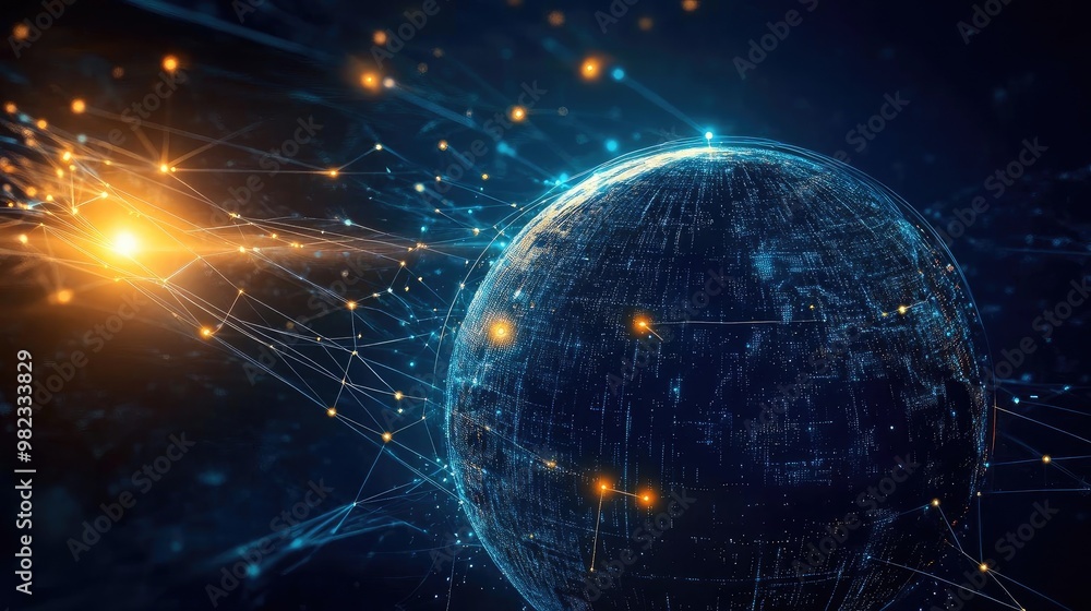 A stunning digital representation of a globe illuminated by bright lines and particles, symbolizing global connectivity and technology. A stunning digital representation of a globe illuminated by bright lines and particles, symbolizing global connectivity and technology.