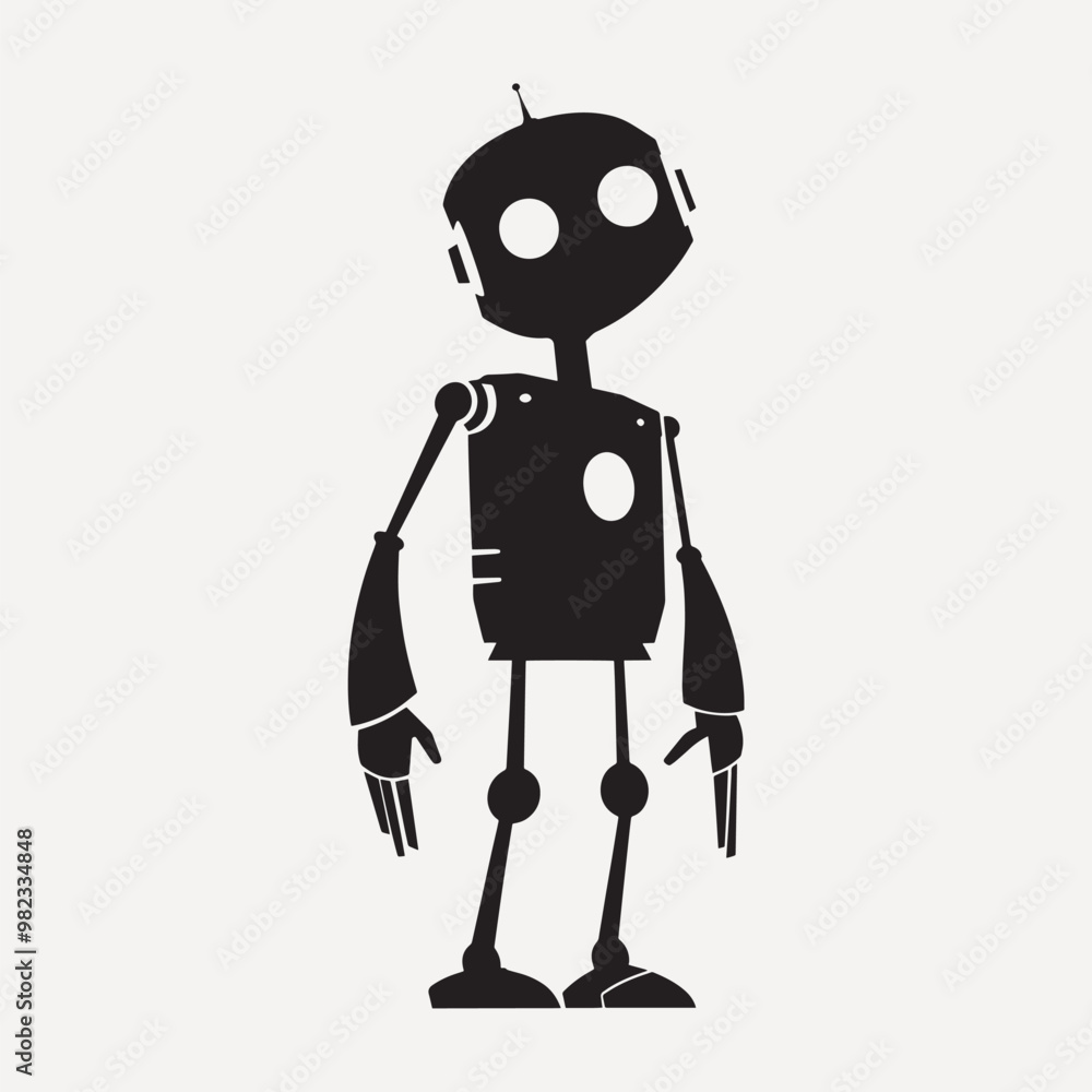 Retro black robot vector illustration Retro black robot vector illustration