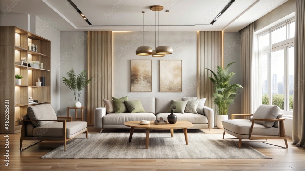 Fototapeta premium minimalist living room with a sophisticated, beautiful design.