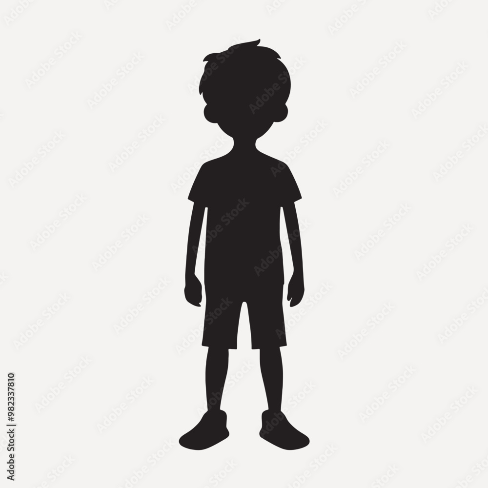 Silhouette child standing isolated figure Silhouette child standing isolated figure