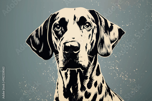 Monochrome Dalmatian dog illustration