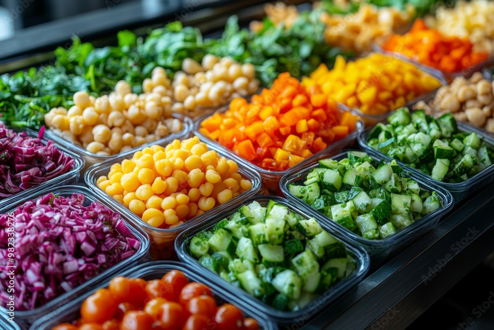 Fresh vegetables in a salad bar at a restaurant. Selective focus Fresh vegetables in a salad bar at a restaurant. Selective focus