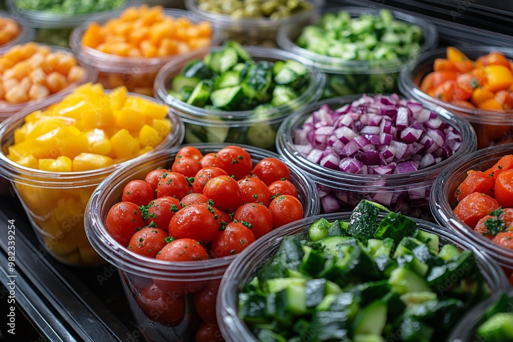 Fresh vegetables in a salad bar at a restaurant. Selective focus Fresh vegetables in a salad bar at a restaurant. Selective focus