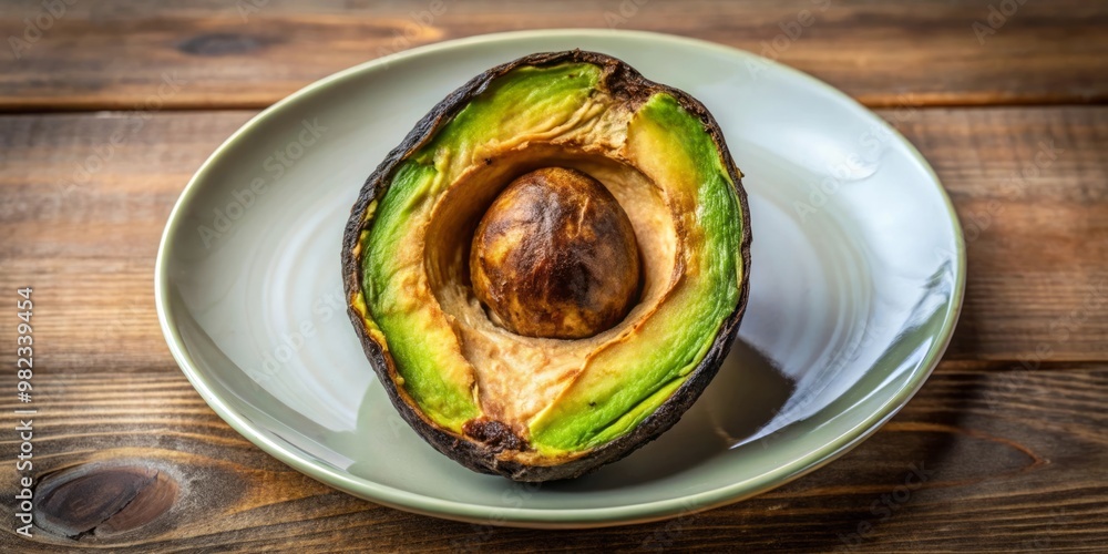 Burnt Avocado on Plate Burnt Avocado on Plate