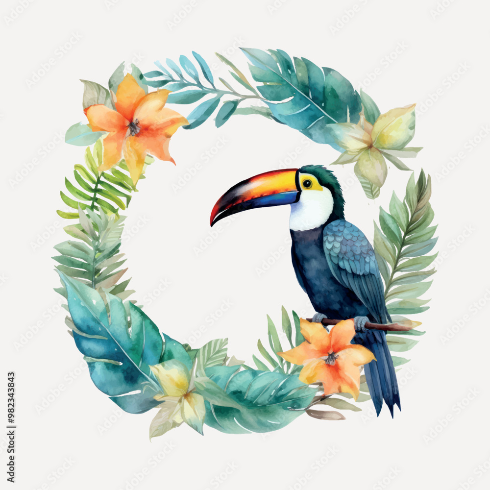 Naklejka premium rawpixeloffice3_illustration_of_a_little_minimal_little_toucan__251d8257-79c0-4f67-81bd-e5904fd57a91-j