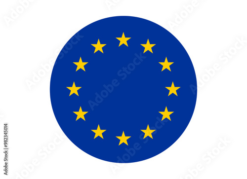 European Union Flag icon. Round flag of europe icon design, vector illustration