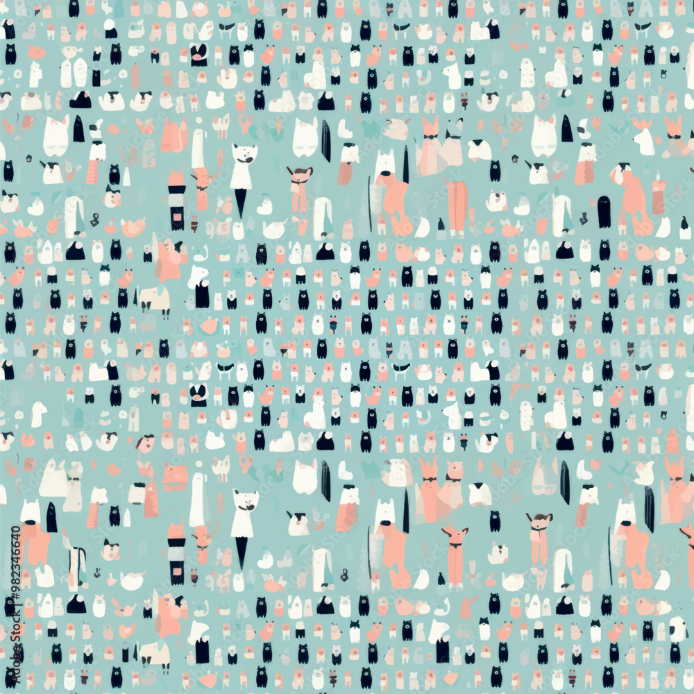 Obraz premium Playful cat-themed pattern