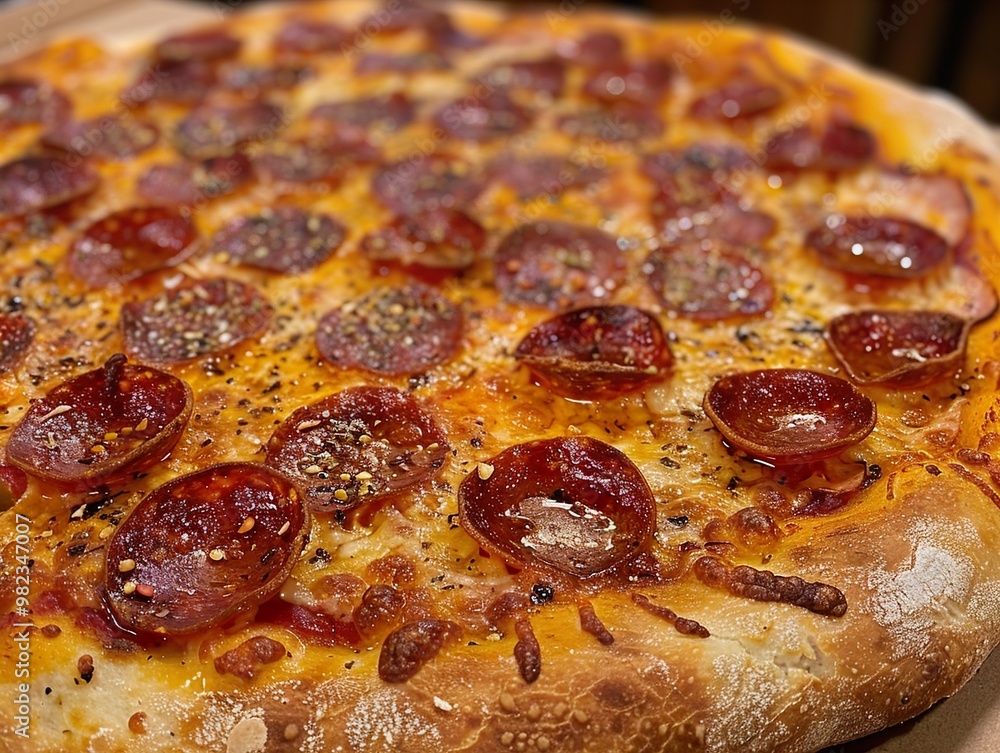 Close-up of a Delicious Pepperoni Pizza Close-up of a Delicious Pepperoni Pizza