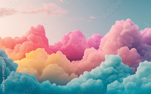 A stunning display of colorful clouds in shades of pink, orange, and blue, creating a dreamy and serene atmosphere.