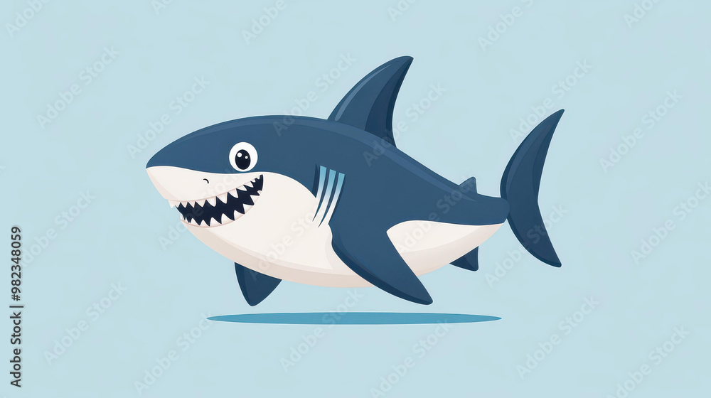 Fototapeta premium Vibrant shark animation gliding gracefully across the screen, perfect for childrens events or aquaticthemed presentations.