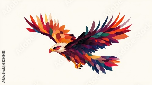 Vibrant eagle soaring high, a perfect blend of nature and art. Ideal for wildlife and freedomthemed designs.