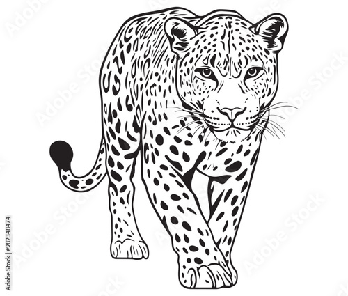 Silhouette of a leopard vector 