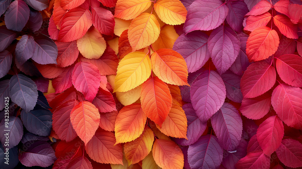 Colorful gradient leaves in vibrant autumn shades Colorful gradient leaves in vibrant autumn shades