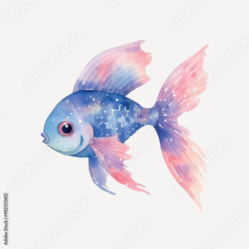 Colorful watercolor fish illustration