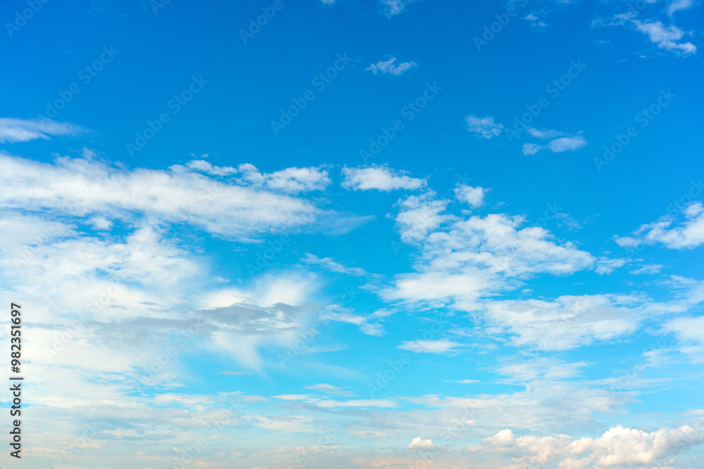 Altostratus and cumulus clouds in the blue morning sky in clear air Altostratus and cumulus clouds in the blue morning sky in clear air