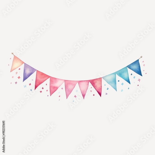 Colorful watercolor party bunting